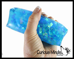 Water Trick Snake Filled with Sparkle Streamers - Stress Toy - Slippery Tricky Wiggly Wiggler Tube - Squishy Wiggler Sensory Fidget Ball