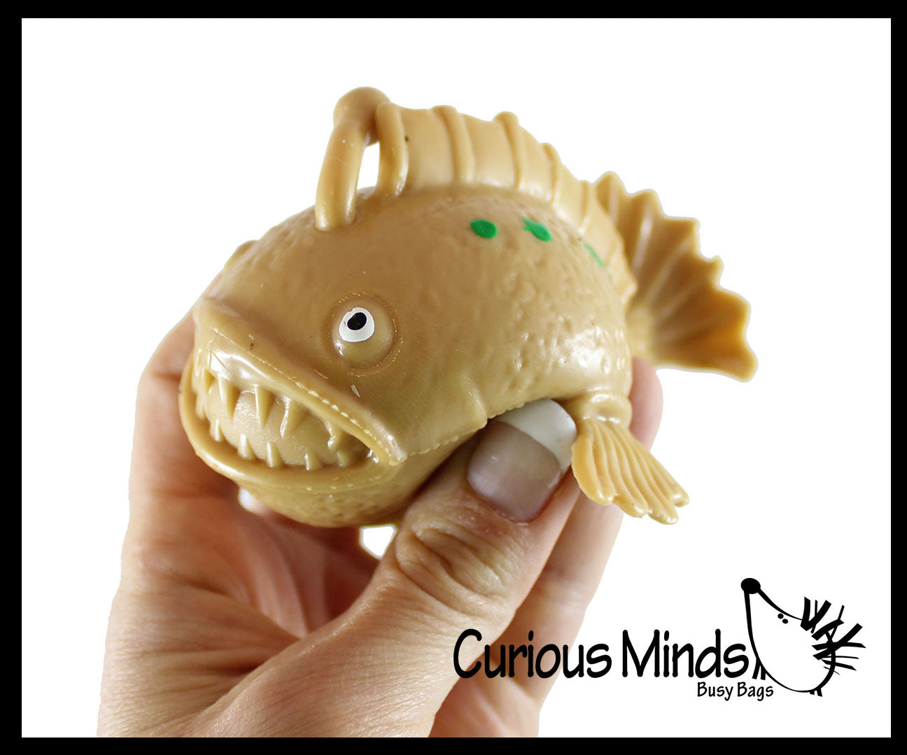 Angler Fish Cute Sea Creatures Stretchy and Squeezy Toy - Crunchy Bead Filled - Fidget Stress Ball - Flashlight Fish 1 Random Color