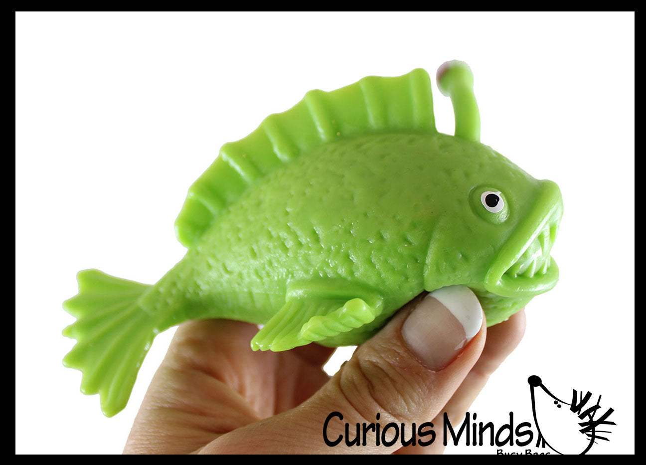 Angler Fish Cute Sea Creatures Stretchy and Squeezy Toy - Crunchy Bead Filled - Fidget Stress Ball - Flashlight Fish 1 Random Color