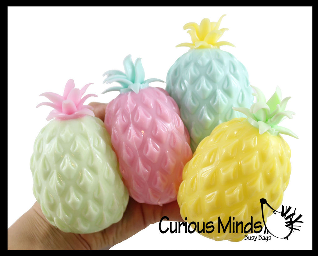 BULK - WHOLESALE - SALE - Colored Pineapple Fruit Water Bead Filled Squeeze Stress Ball  -  Sensory, Stress, Fidget Toy Fruit Pine Apple