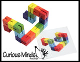 LAST CHANCE - LIMITED STOCK - SALE  - Bendy Wood Fidget Pattern Matching Travel block toy for preschoolers - Leaning toy