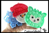 Set of 3 Cute Holiday Fidgets - Snowman, Reindeer and Snowflake Festive Bubble Popper Fidget Toy - Fun Party Favor Toy - Christmas Winter