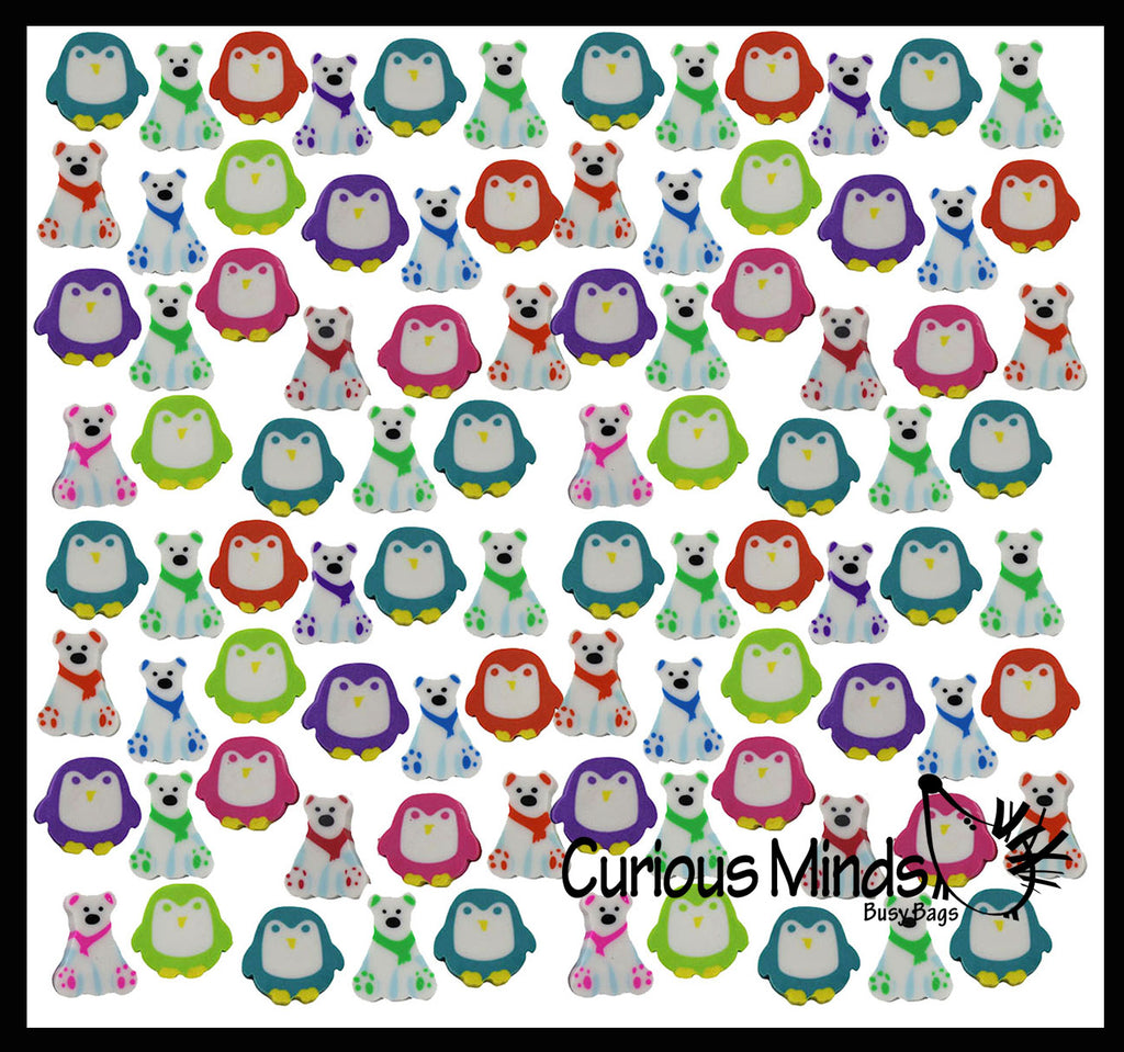 288 Winter Animal Eraser Set - Penguin, Polar Bear Mini Erasers - Novelty and Functional Adorable Eraser Novelty Treasure Prize, School Classroom Supply, Math Counters - Sorting - Party Favor (24 Dozen)