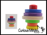 CLEARANCE - SALE - Wood Stacking Rainbow Tower with Pattern Cards