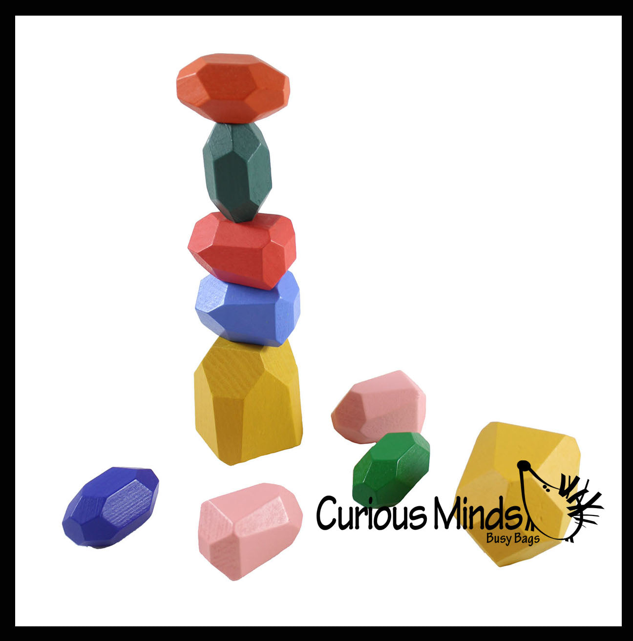 Natural Wooden Blocks - Balancing Stacking Building Toy - Learning activity