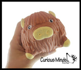Cute Highland Cow Yak Soft Fluff Doh - Filled Squeeze Stress Balls  -  Sensory, Stress, Fidget Toy Super Soft Hairy Cow