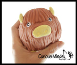 Cute Highland Cow Yak Soft Fluff Doh - Filled Squeeze Stress Balls  -  Sensory, Stress, Fidget Toy Super Soft Hairy Cow