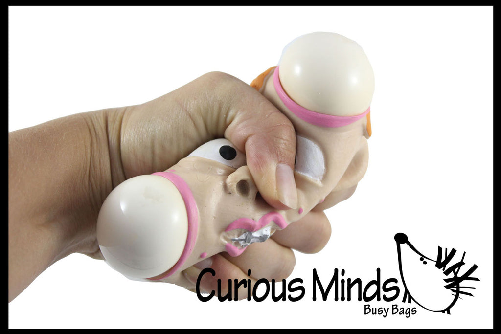 Pimple Face Squishy Stress Ball - Zit Popping Fun Fidget - Gross Pus Nerd Acne Face with White Heads - Blob Webby Mesh Ball - Squishy Fidget Ball